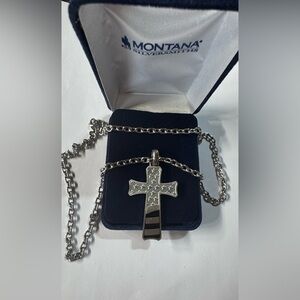 12”Chain/2”Cross Montana Silversmiths Silver PashioticFaithCross Pendant